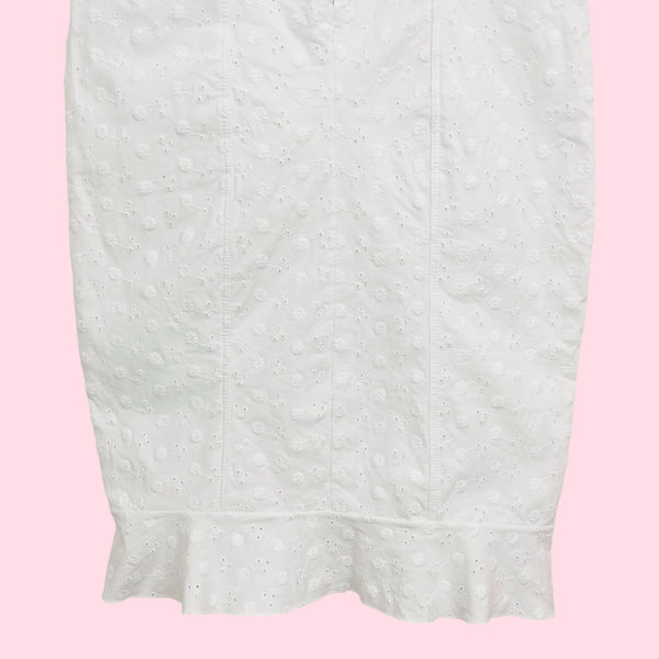 WHITE EYELET BODYCON DRESS (S)