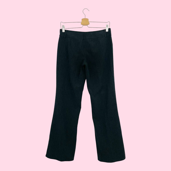 Y2K BLACK + AQUA PINSTRIPE LOW RISE PANTS (7)