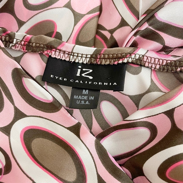 PINK + BROWN PRINTED TIE BACK TANK (M)