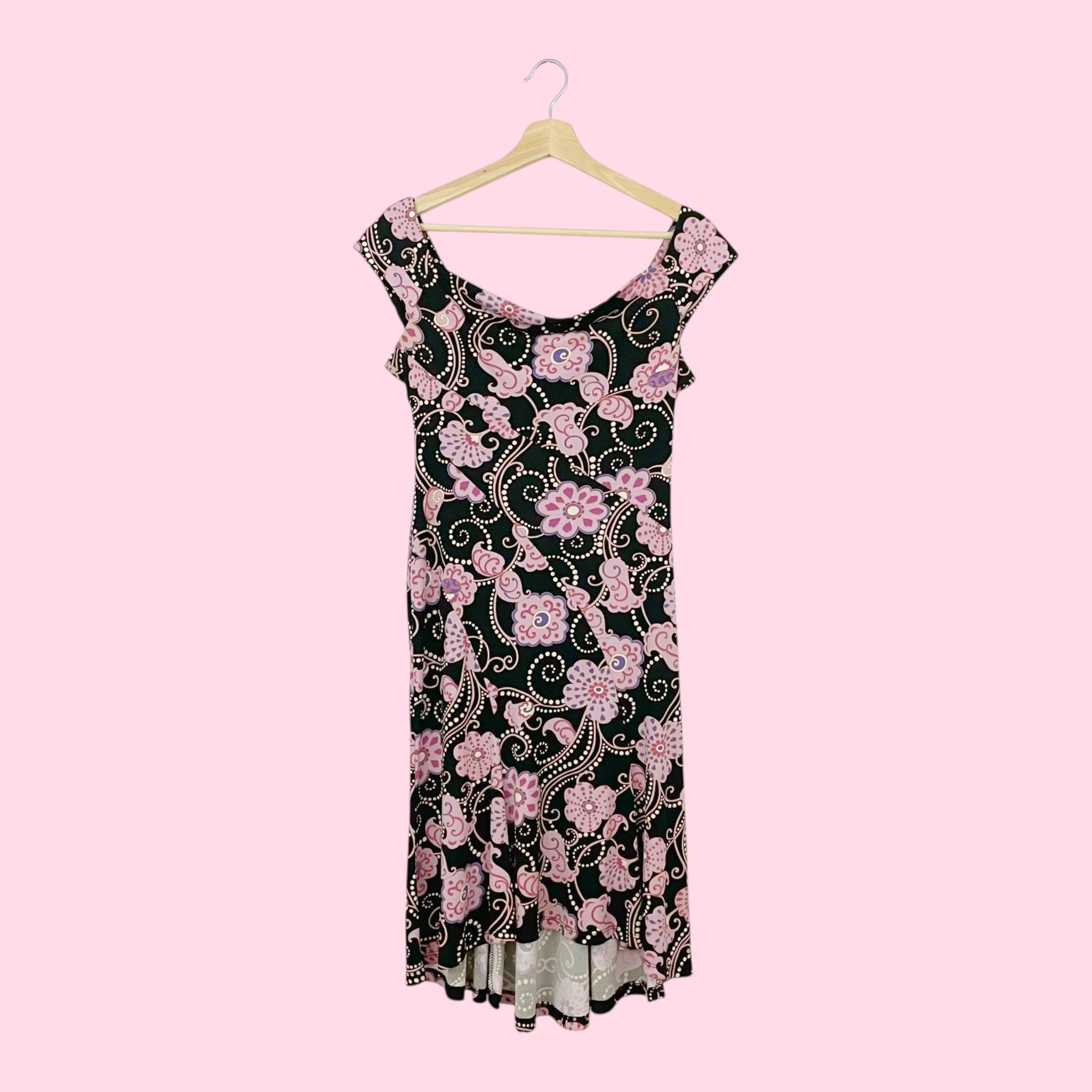 90S BCBG FLORAL PRINT MIDI DRESS (S)