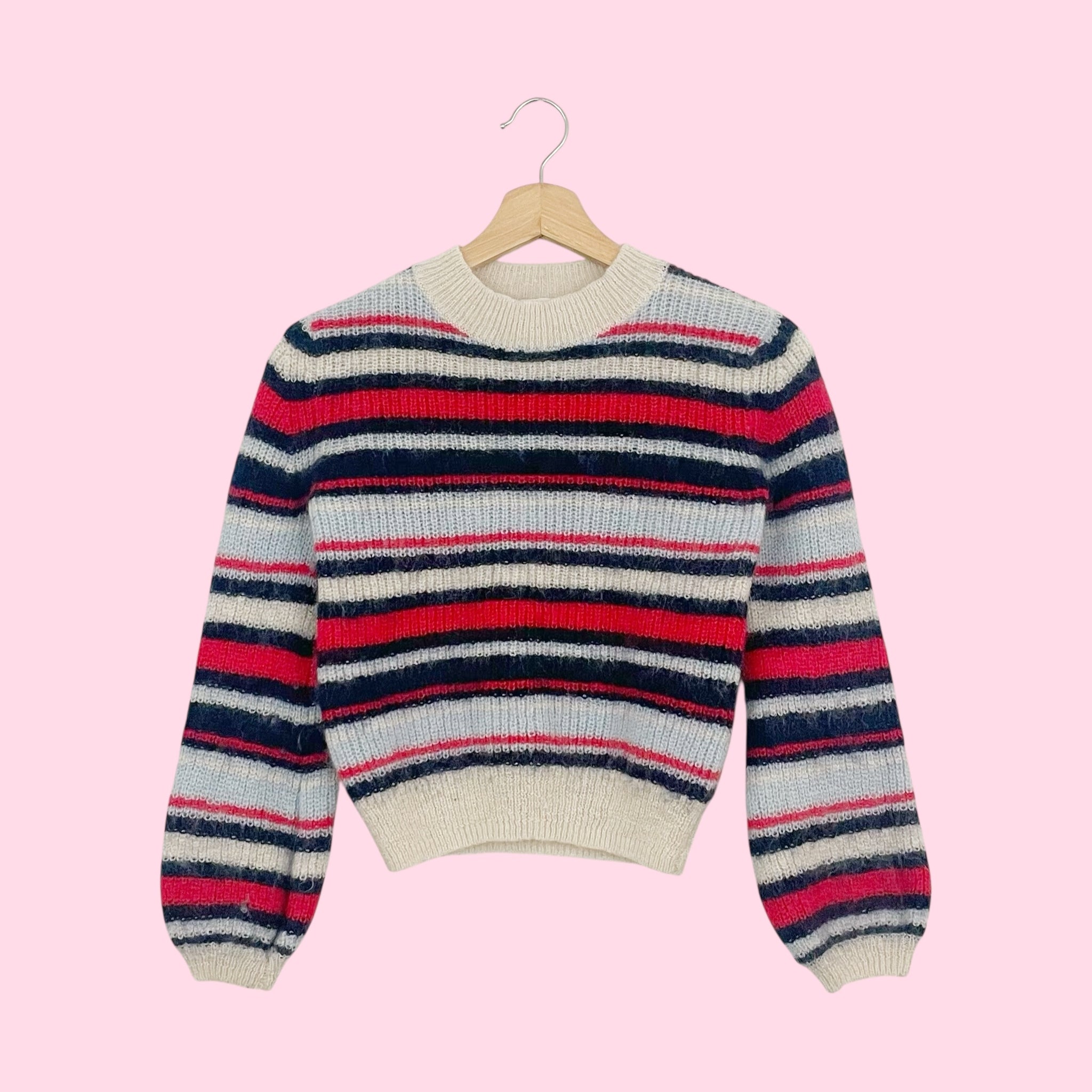 LITTLE MOON STRIPED MOHAIR BLEND SWEATER (XXS)