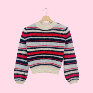 LITTLE MOON STRIPED MOHAIR BLEND SWEATER (XXS)