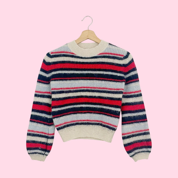 LITTLE MOON STRIPED MOHAIR BLEND SWEATER (XXS)