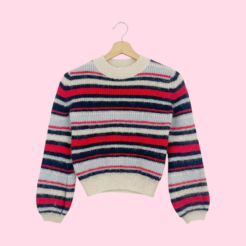 LITTLE MOON STRIPED MOHAIR BLEND SWEATER (XXS)