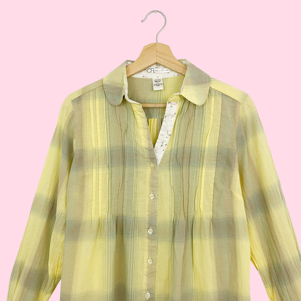 PASTEL YELLOW PLAID BLOUSE (S)
