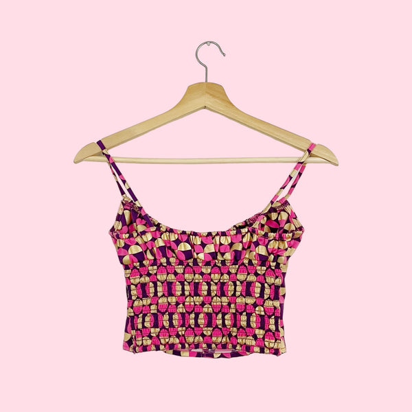 GEOMETRIC MILKMAID CROP TOP (XS/S)