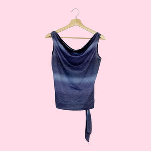 METALLIC BLUE COWL NECK TANK (S)