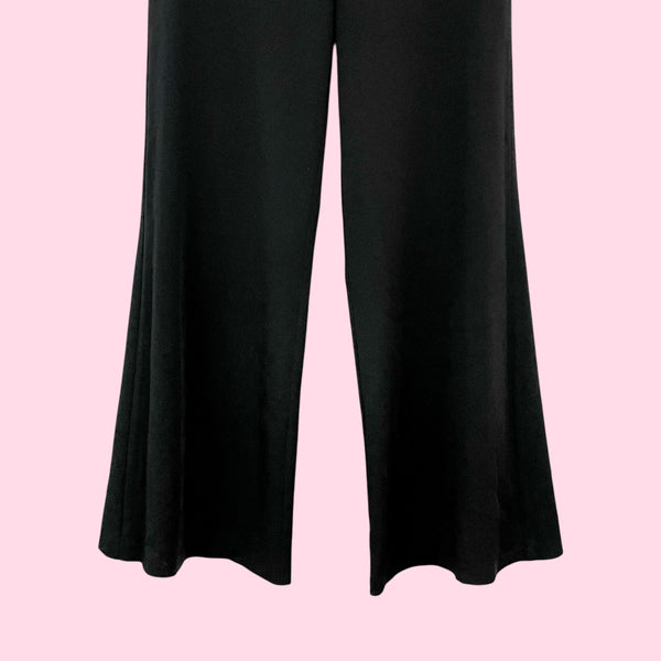 BLACK LOW RISE WIDE LEG OFFICE PANTS (28)