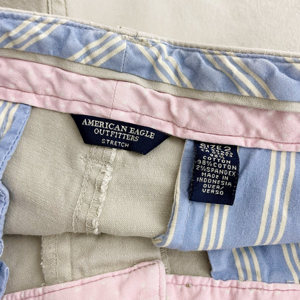 Y2K AMERICAN EAGLE LOW RISE KHAKI SHORTS (2)