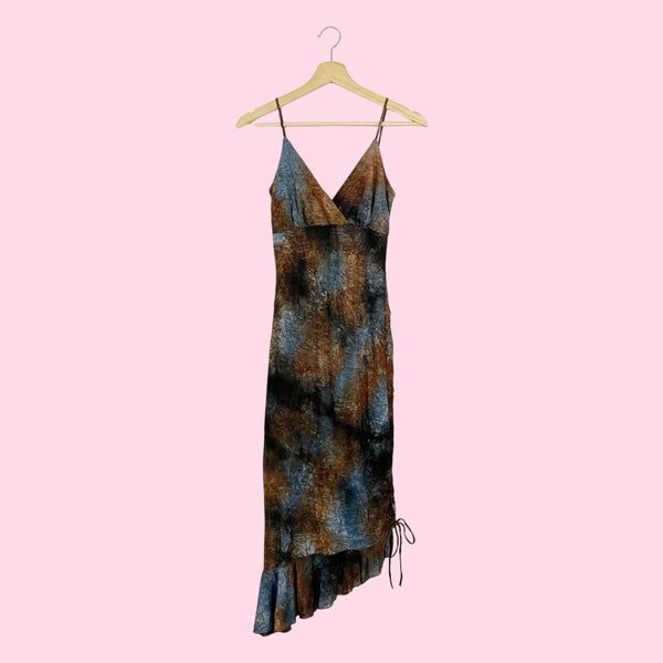 TIE DYE ASYMMETRICAL MAXI DRESS (XS)