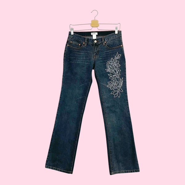 FLORAL RHINESTONE BOOTCUT JEANS (6)