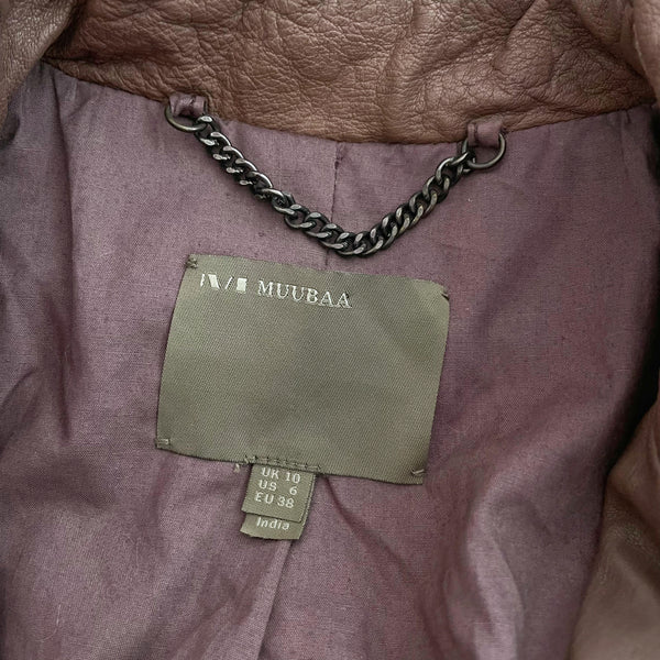 Muubaa Brown Leather Moto Jacket (6)