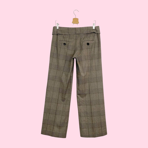 BROWN + PINK PLAID LOW RISE OFFICE PANTS (8/10)