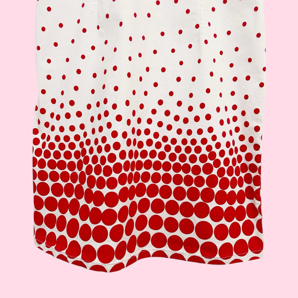 Y2K White + Red Dot Print Midi Dress (L)