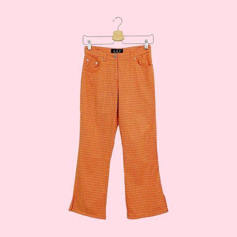 ORANGE PLAID CROPPED PANTS (2)