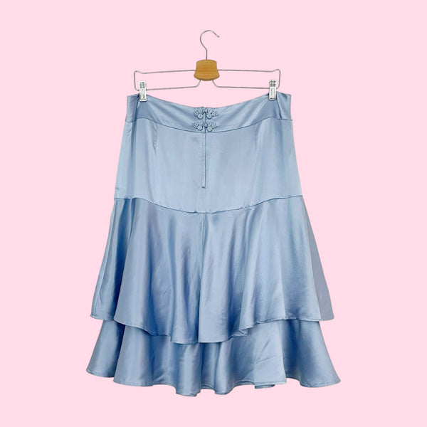 BLUE SILK MIDI SKIRT (10/12)