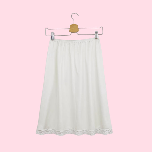 WHITE NYLON SLIP SKIRT (S)