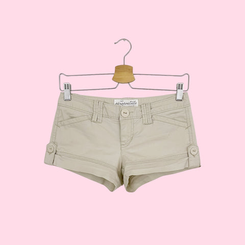 Y2K KHAKI MICRO MINI SHORTS (0)