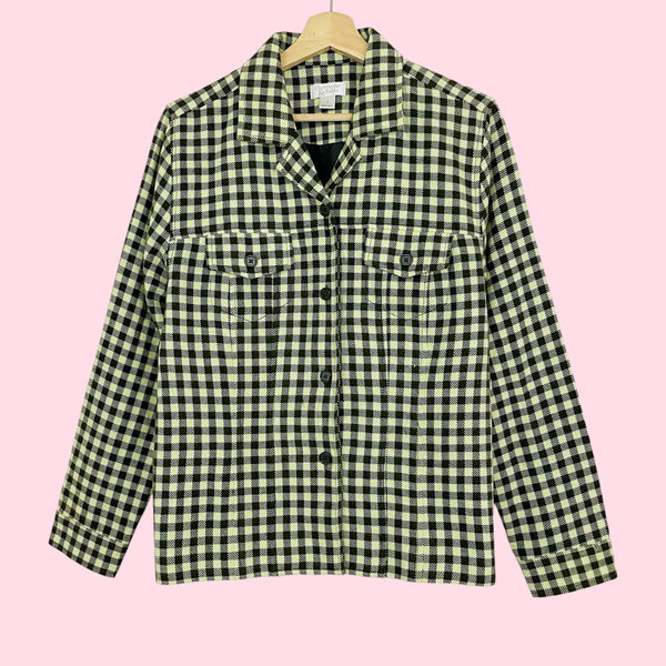 GREEN PLAID SHIRT JACKET (L)