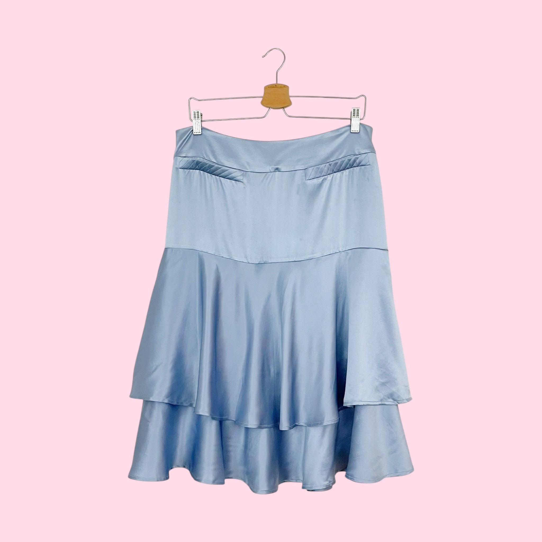 BLUE SILK MIDI SKIRT (10/12)
