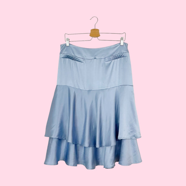 BLUE SILK MIDI SKIRT (10/12)