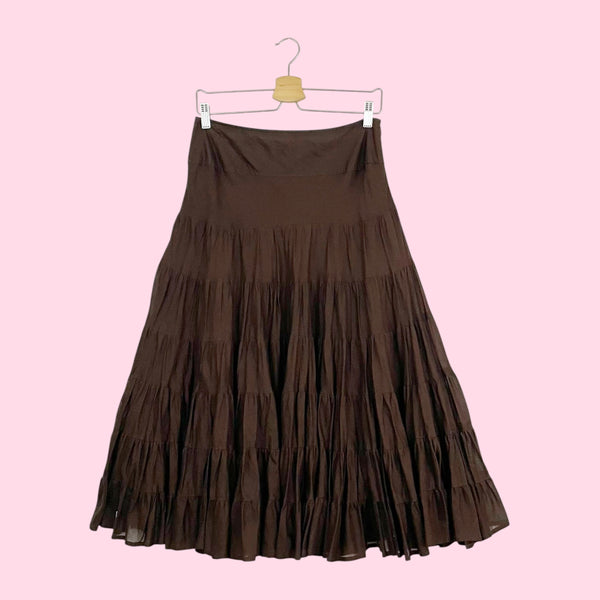 BROWN TIERED MIDI SKIRT (4)