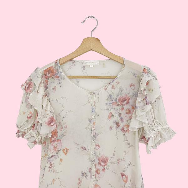 LOVESHACKFANCY SILK FLORAL TOP (XS)