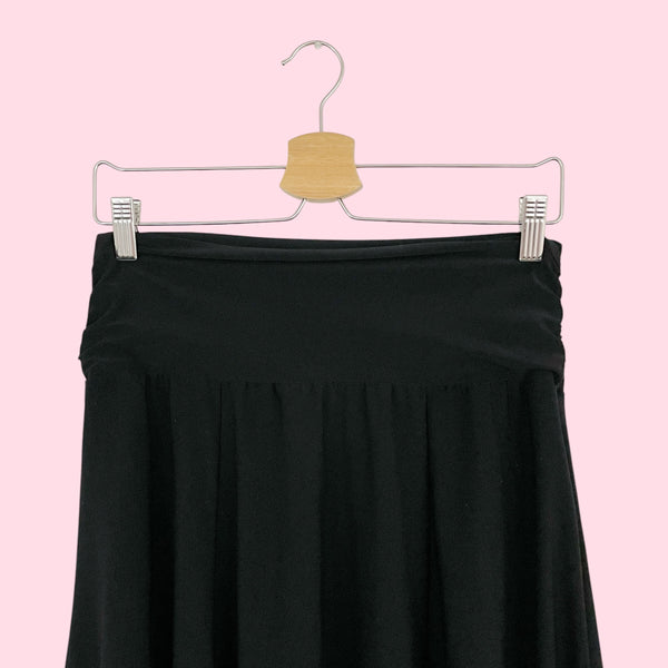 BLACK ASYMMETRICAL MIDI SKIRT (S/M)