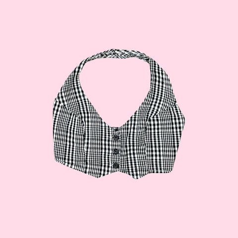 PLAID CROPPED VEST TOP (S)
