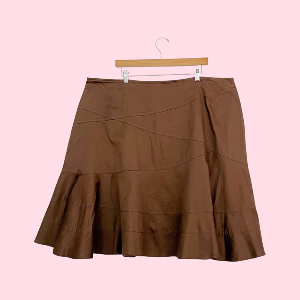 Brown Paneled Midi Skirt (20W)