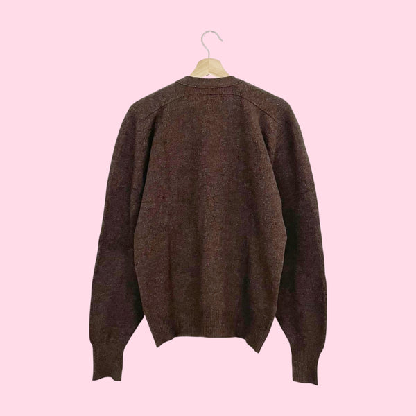 70S BROWN WOOL CARDIGAN (M)