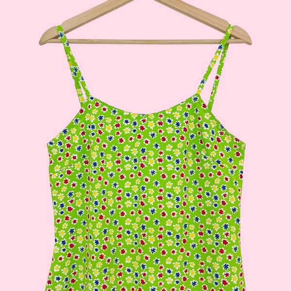LIME FLORAL MINI DRESS (S)