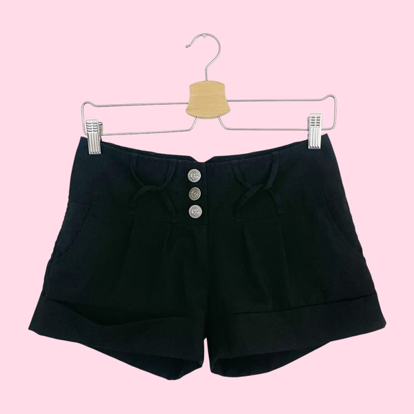Y2K Black Low Rise Pleated Shorts (S)
