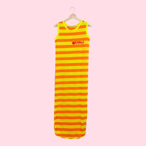 ORANGE + YELLOW STRIPED MAXI DRESS (S)