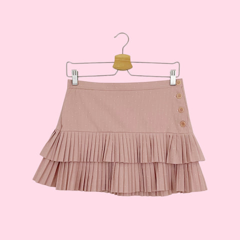 PINK DOT PLEATED MINI SKIRT (S)