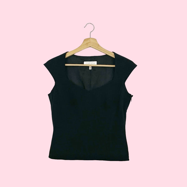 ESCADA BLACK CAP SLEEVE BLOUSE (S)