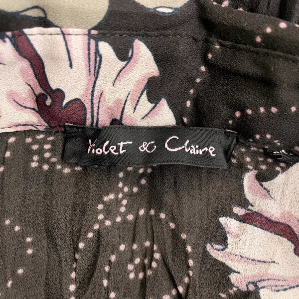 BROWN FLORAL PRINT WRINKLE BLOUSE (L)