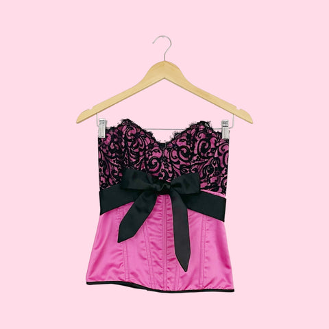 PINK + BLACK BOW CORSET (M)