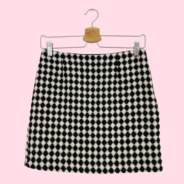 BLACK & WHITE DIAMOND MINI SKIRT (S)