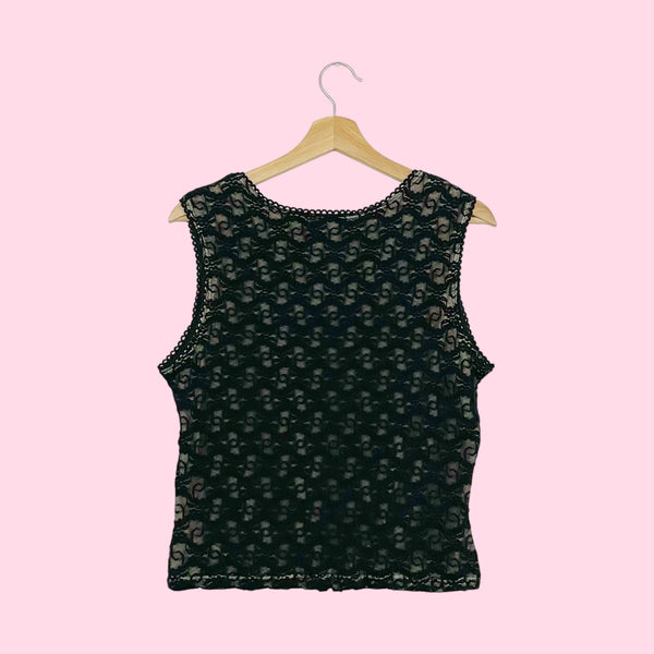 BLACK LACE HOOK & EYE TANK (XL)