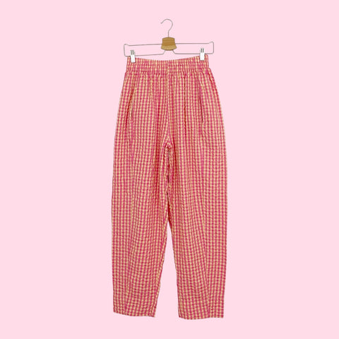 FREE PEOPLE PREPPY POPLIN GINGHAM PANTS (XS)