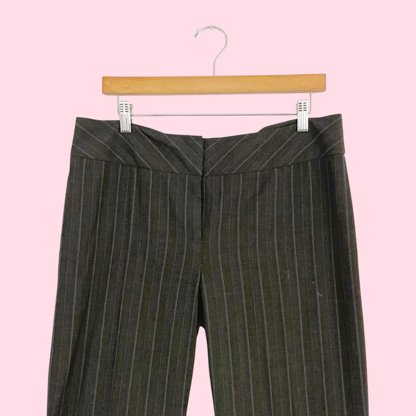 Y2K Brown + Blue Pinstripe Office Pants (12)