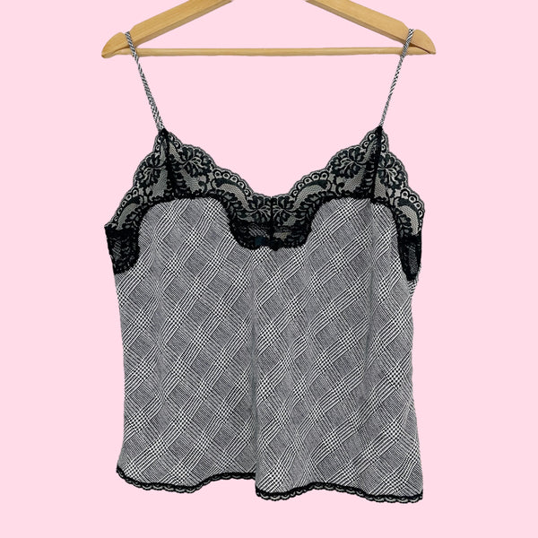 BLACK + WHITE HOUNDSTOOTH SLIP TANK (M)