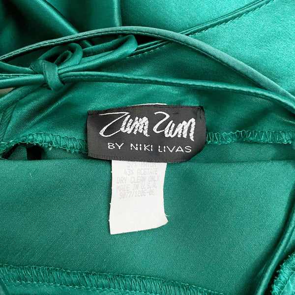 EMERALD GREEN SATIN MAXI DRESS (3/4)