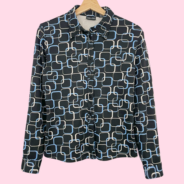 GEOMETRIC PRINT BLOUSE (M)