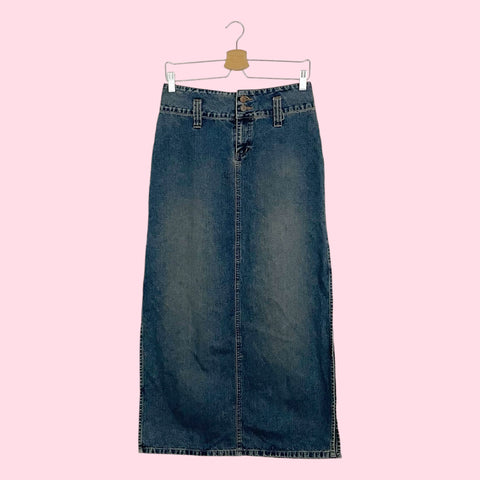 DENIM MAXI SKIRT W/ SIDE SLITS (28)