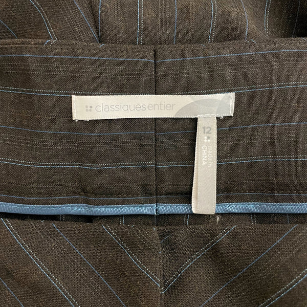 Y2K Brown + Blue Pinstripe Office Pants (12)