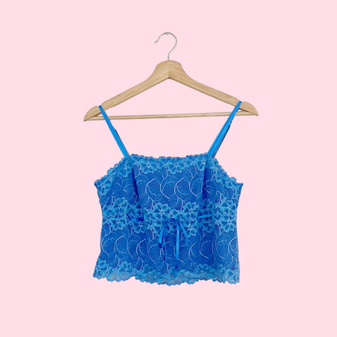 BLUE LACE CROPPED TANK (L)