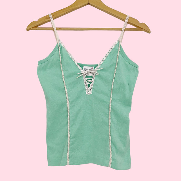 70S MINT LACE UP TANK (S/M)