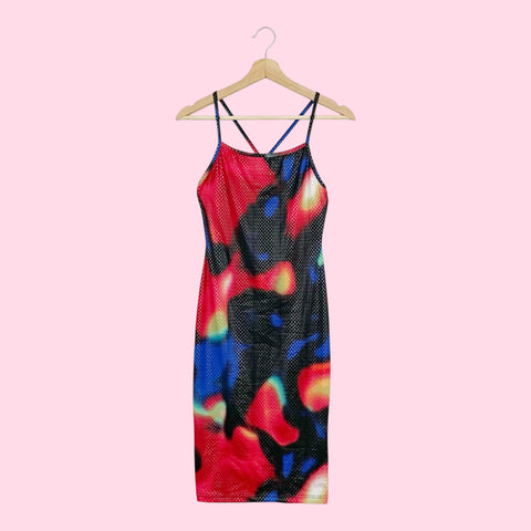 PRINTED TEXTURED MIDI DRESS (S)